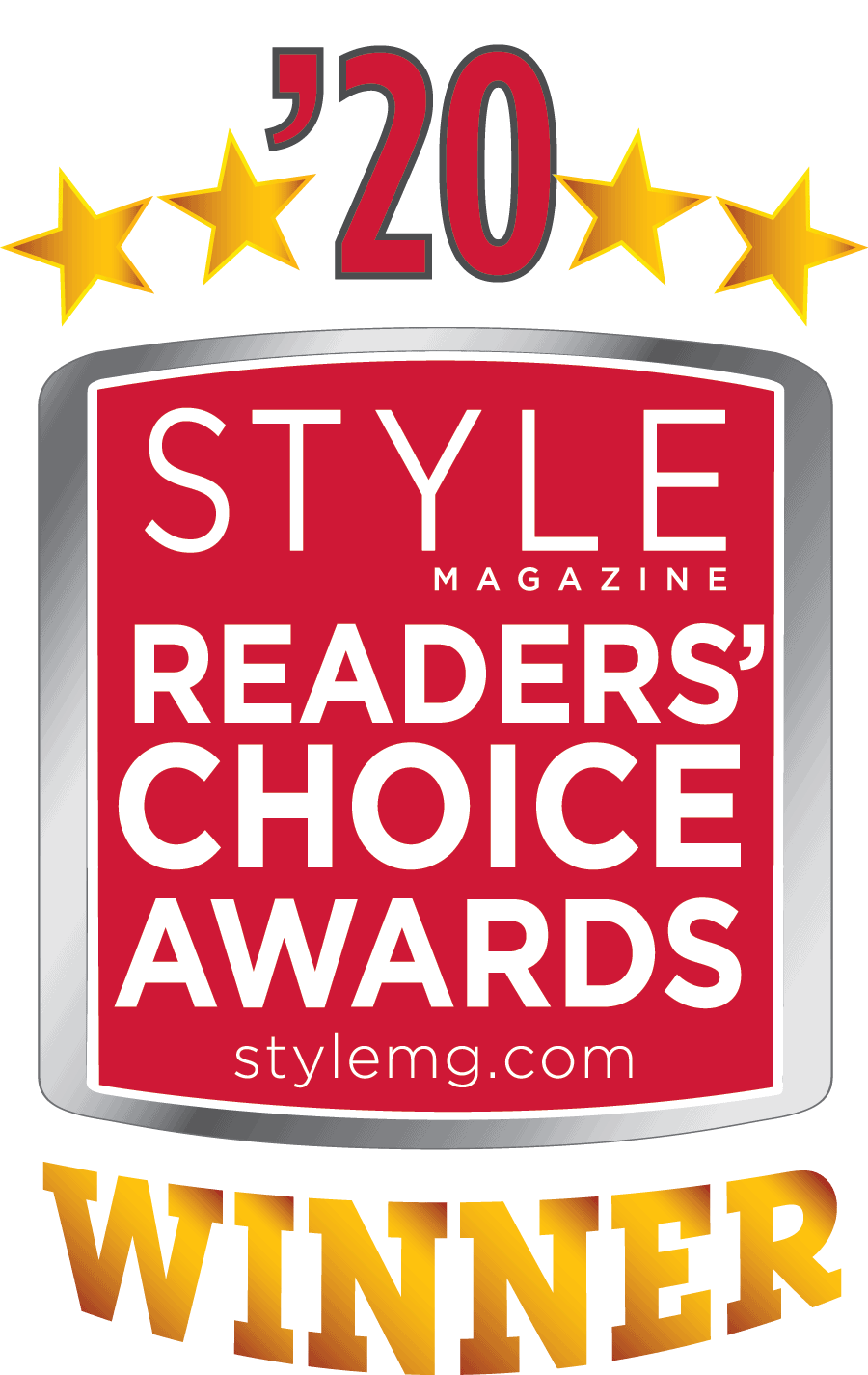 A badge that says style magazine readers ' choice awards.