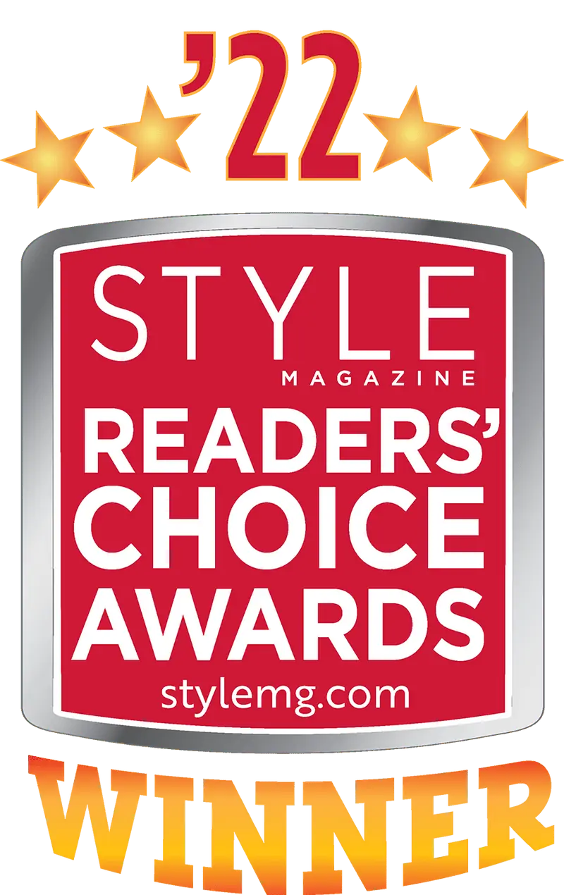 A badge that says style magazine readers ' choice awards.